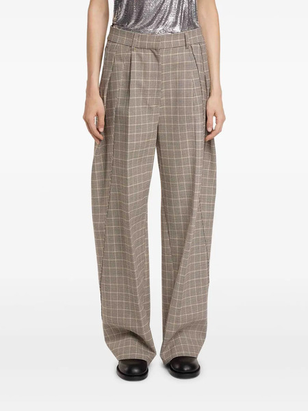  Rabanne Checked Pleated Wide-leg Trousers - Neutrals 