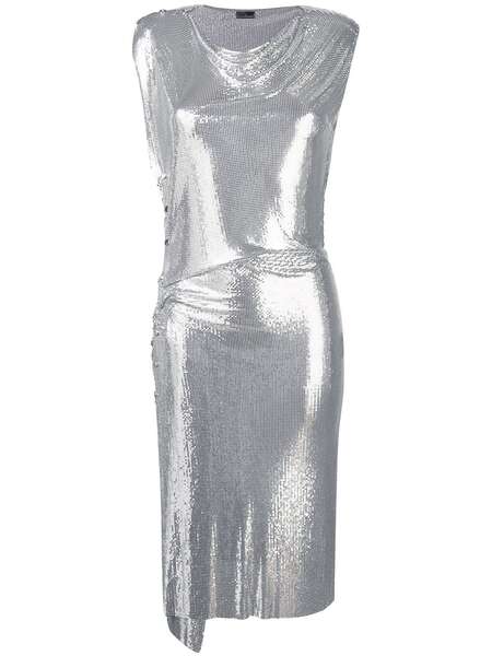  Rabanne Draped Midi Dress - Silver 