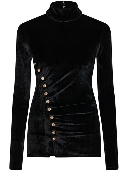  Rabanne Draped Velvet Top - Black 