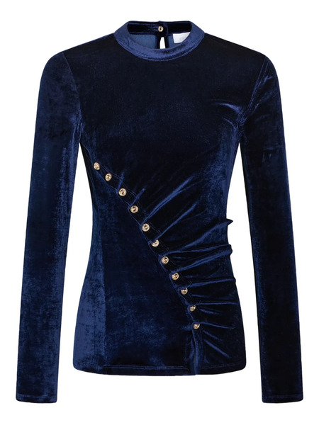  Rabanne Draped Velvet Top - Blue 