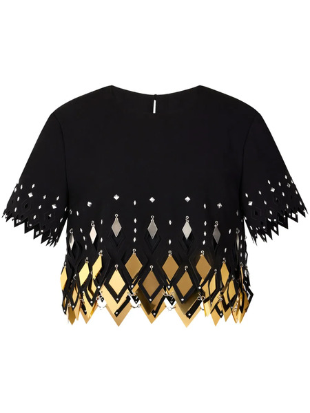  Rabanne Embellished Crop Top - Black 