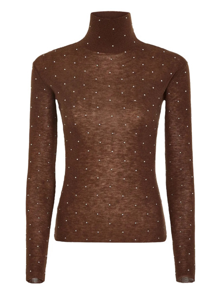  Rabanne Embellished-details Turtleneck Top - Brown 