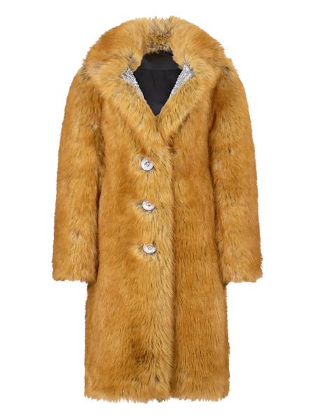  Rabanne Embellished-lapel Fur Coat - Yellow 