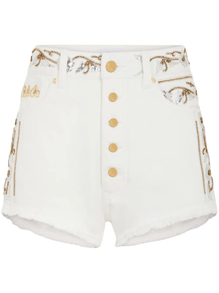  Rabanne Embroidered Denim Shorts - White 