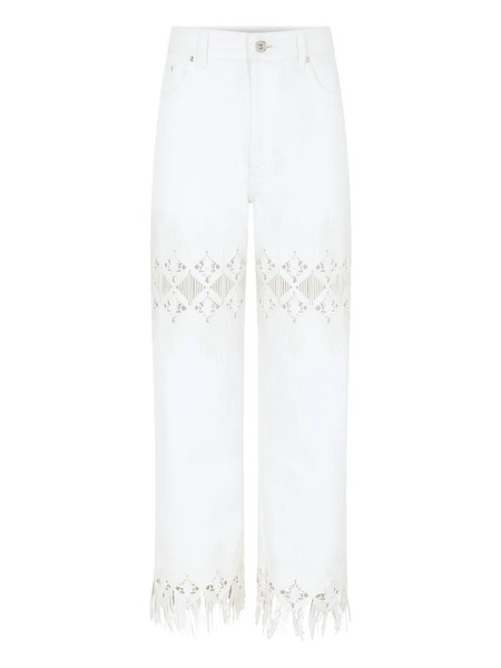  Rabanne Embroidered Fringed Trousers - White 