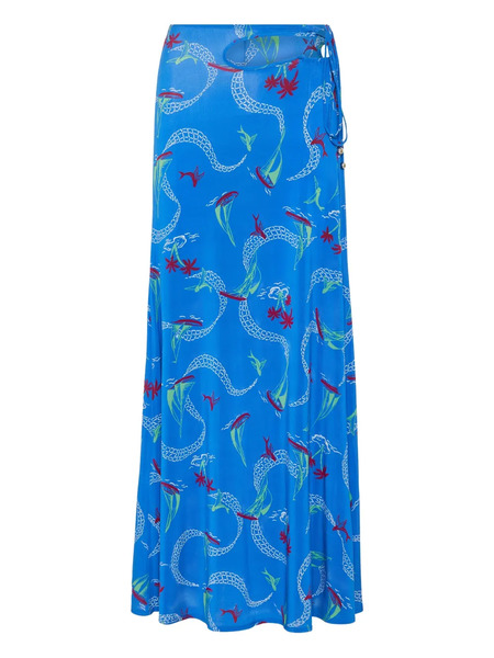  Rabanne Fish-print Maxi Skirt - Blue 
