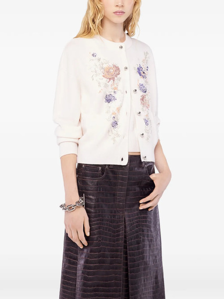  Rabanne Floral-embroidered Cardigan - Brown 