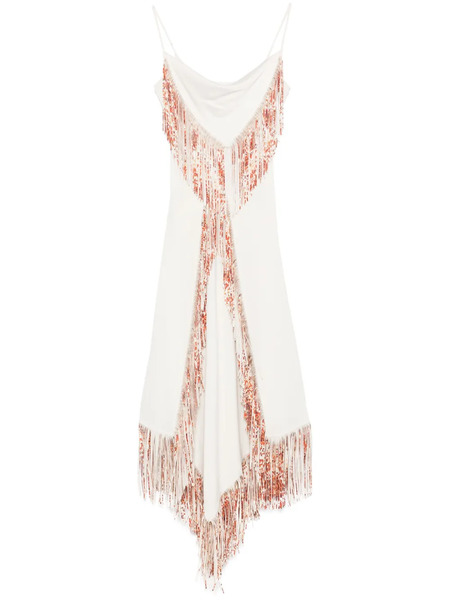  Rabanne Fringed Asymmetric Midi Dress - Neutrals 