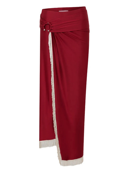  Rabanne Fringed Wrap Skirt - Red 