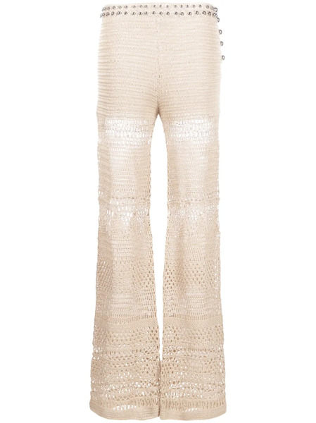  Rabanne High-waisted Knitted Trousers - Neutrals 