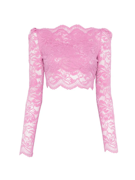  Rabanne Lace Boat-neck Top - Pink 