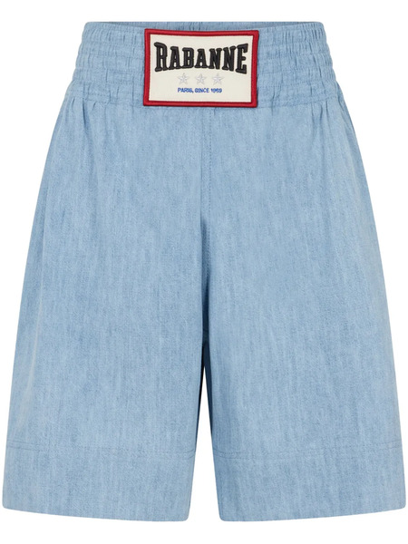 Rabanne Logo-appliqué Denim Shorts - Blue 