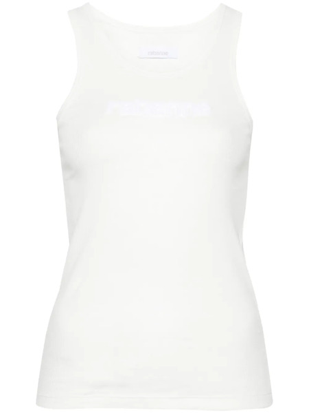  Rabanne Logo-patch Ribbed Tank Top - White 