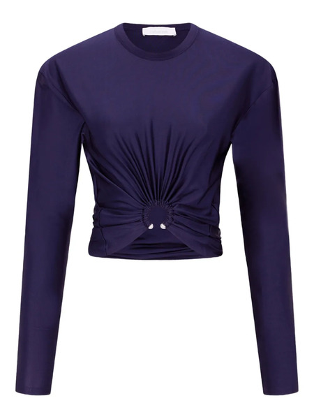  Rabanne Long-sleeve Piercing-detail Top - Blue 