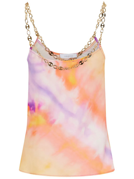  Rabanne Printed Satin Top - Orange 
