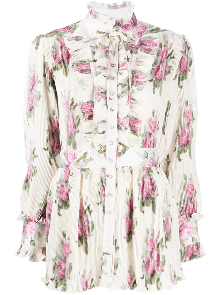  Rabanne Ruffled Floral Blouse - Neutrals 