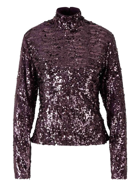  Rabanne Sequin-detail Long-sleeve Top - Purple 
