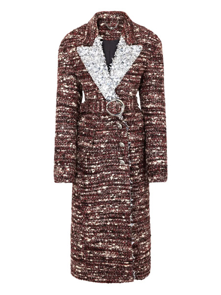  Rabanne Sequin-embellished Belted Coat - Red 