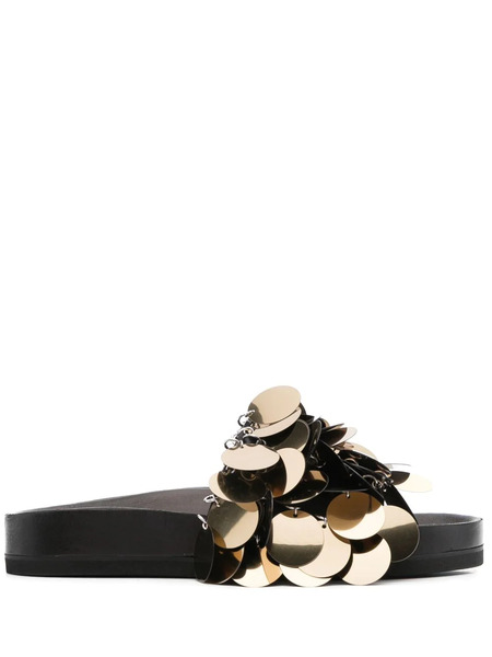  Rabanne Sequin-embellished Slides - Black 