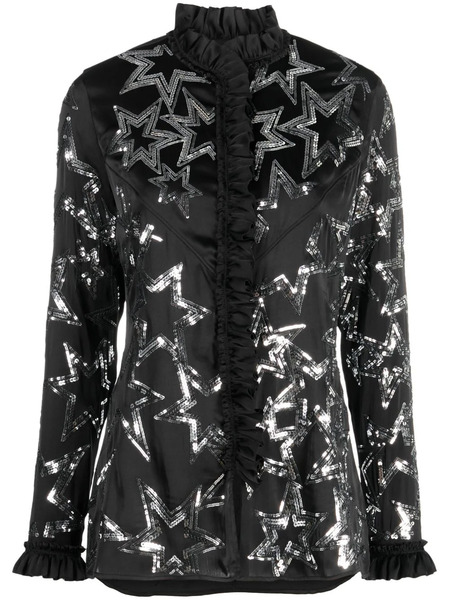  Rabanne Sequin-embellished Star Shirt - Black 