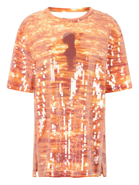  Rabanne Sequin-embellished T-shirt - Orange 