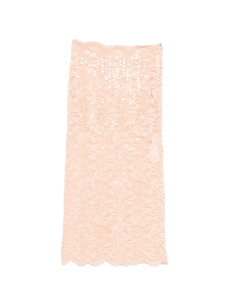  Rabanne Sequin Lace Midi Skirt - Orange 