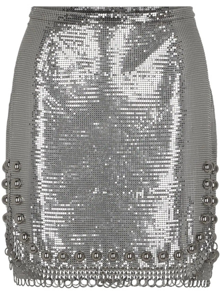  Rabanne Stud-embellished Mini Skirt - Silver 