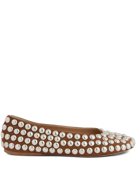  Rabanne Studded Ballet Flats - Brown 