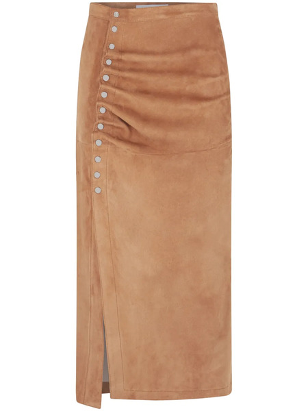  Rabanne Suede Midi Skirt - Brown 