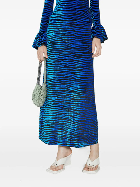  Rabanne Tiger-print Maxi Skirt - Blue 