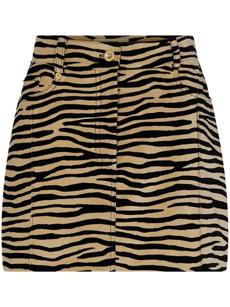  Rabanne Tiger-print Stretch-cotton Miniskirt - Neutrals 