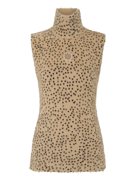  Rabanne Turtleneck Polka-dot Print Top - Neutrals 