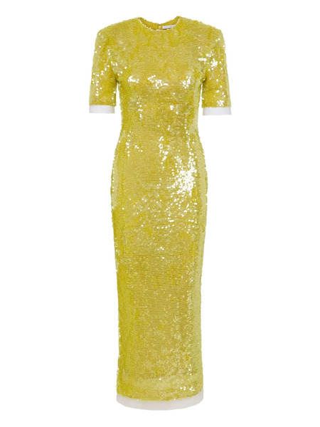  Rachel Gilbert Kaia Sequin Sleeve Dress - Yellow 