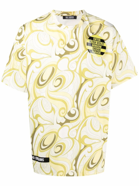  Raf Simons Abstract-print T-shirt - Yellow 