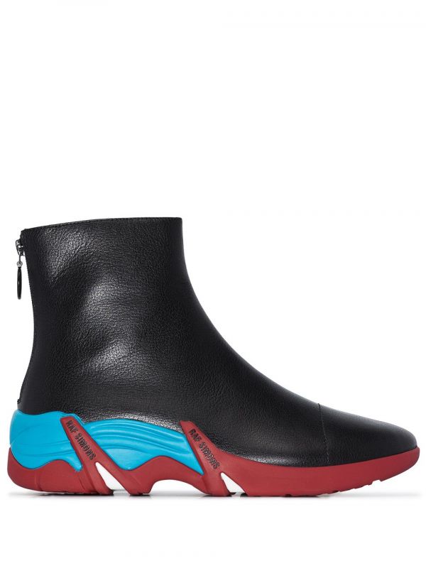  Raf Simons Cylon High-top Leather Sneakers - Black 