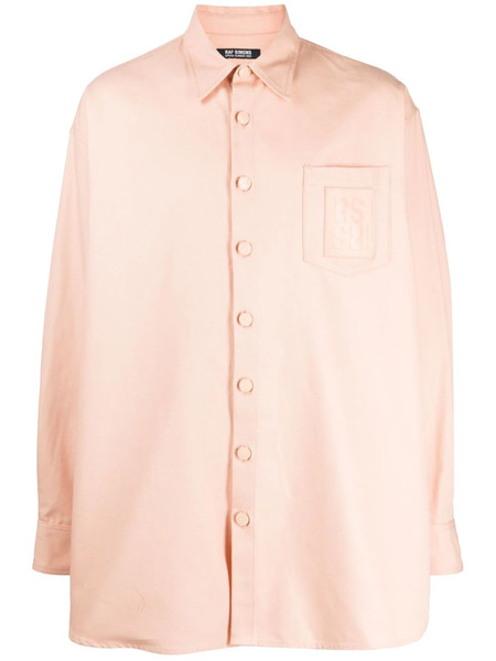  Raf Simons Logo-patch Cotton Shirt - Pink 