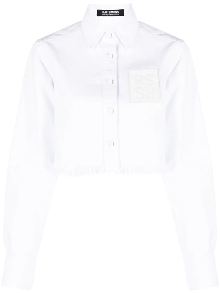  Raf Simons Logo-patch Cropped Shirt - White 