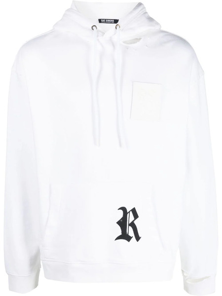  Raf Simons Logo Patch Hoodie - White 