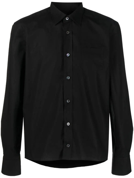  Raf Simons Logo-patch Long-sleeve Cotton Shirt - Black 