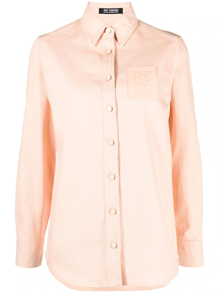  Raf Simons Logo-patch Long-sleeve Shirt - Pink 