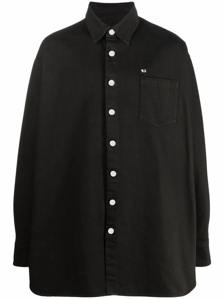  Raf Simons Oversized Logo Denim Shirt - Black 