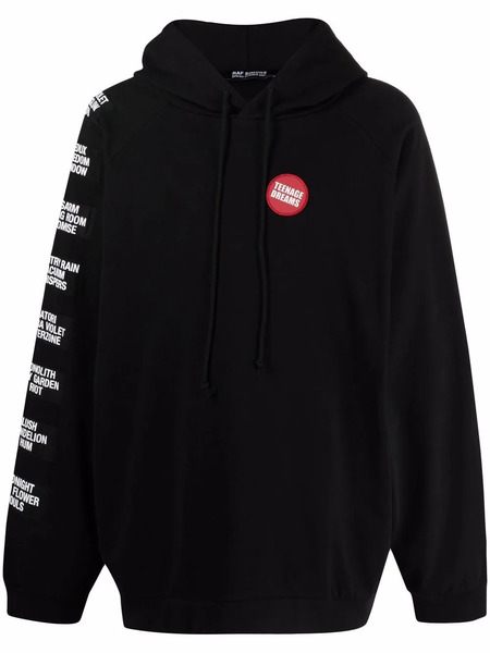  Raf Simons Oversized Patch-embellished Hoodie - Black 