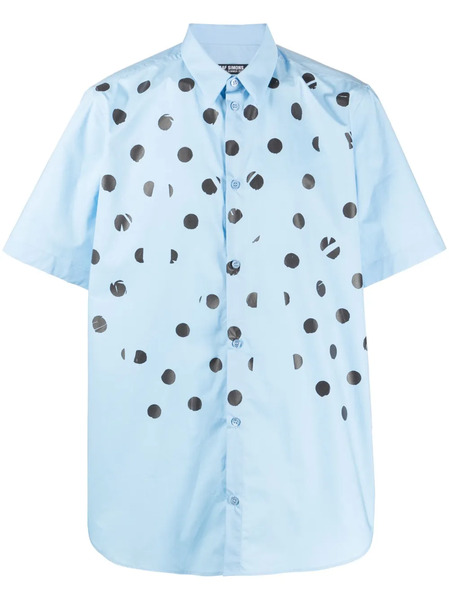  Raf Simons Polka Dot Print Cotton Shirt - Blue 