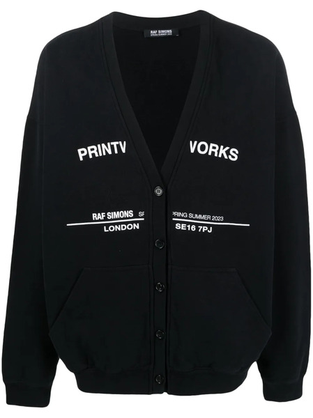  Raf Simons Tour-print Fleece Cardigan - Black 
