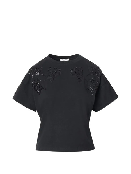  Rag & Bone Beaded Floral Boxy T-shirt - Black 