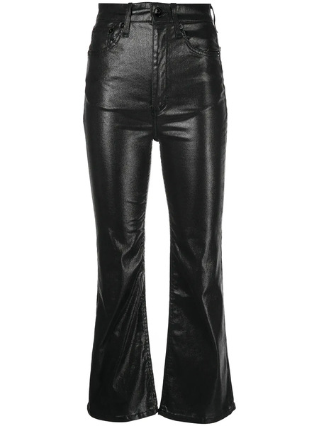  Rag & Bone Coated Flared Cropped Jeans - Black 