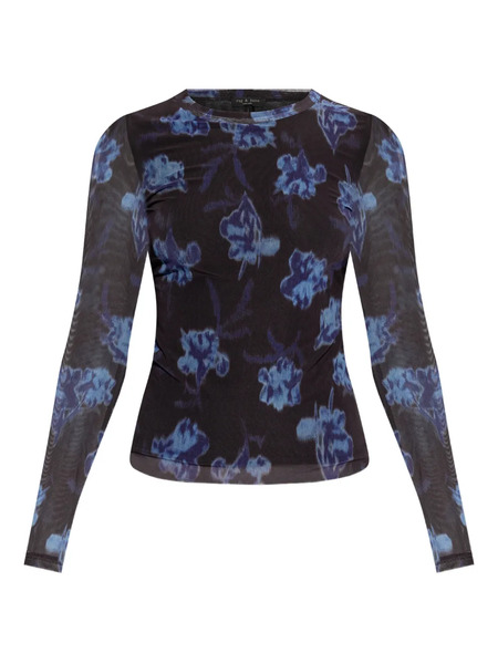  Rag & Bone Floral-print Long-sleeves Top - Black 