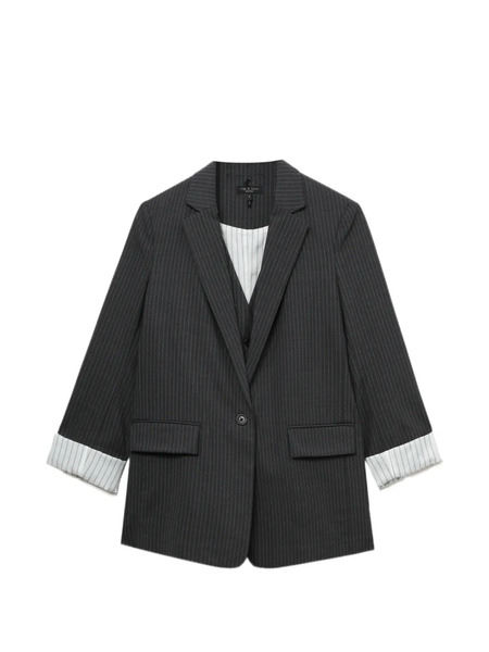 Rag & Bone Pinstripe Three-quarter-sleeve Blazer - Grey 