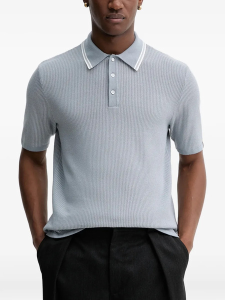  Rag & Bone Ribbed-knit Polo Shirt - Blue 