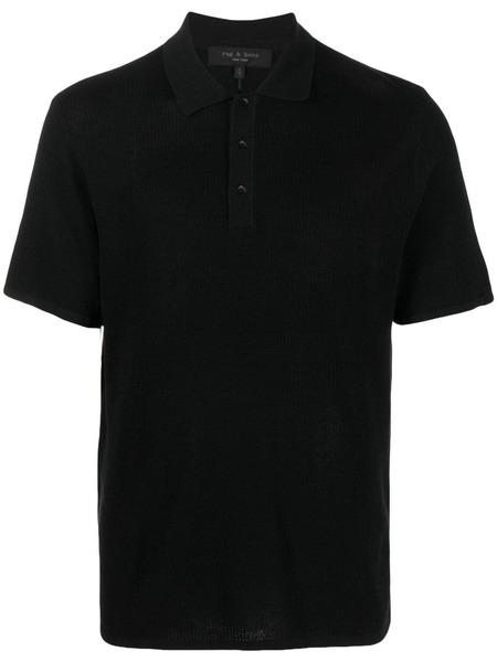  Rag & Bone Short-sleeve Knitted Polo Shirt - Black 